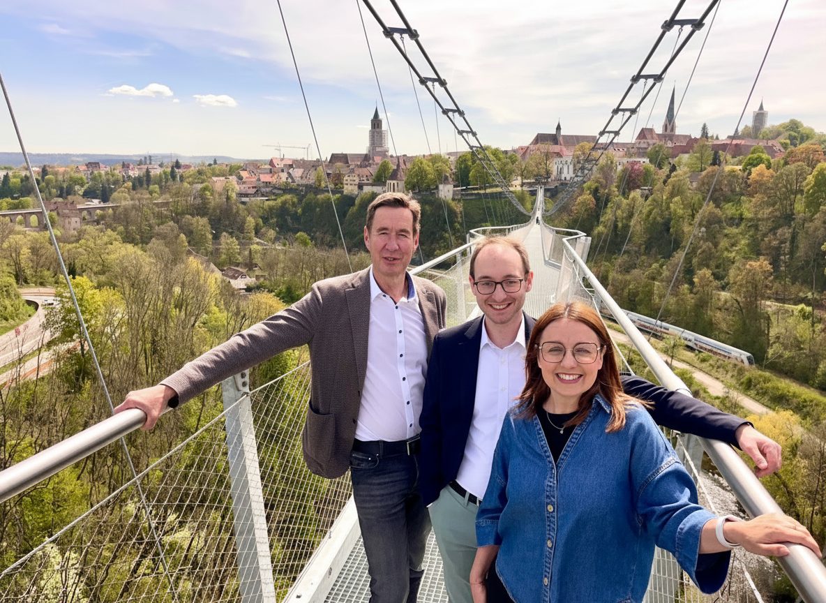 Die Brückenbauer – Team auf der Hängebrücke Rottweil